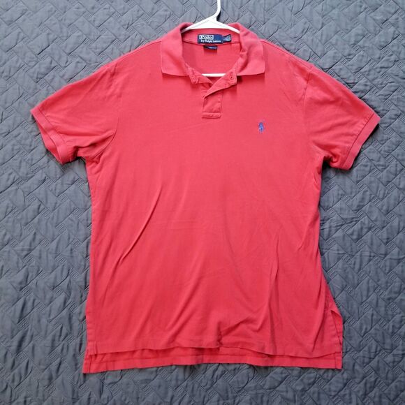 Polo By Ralph Lauren Shirt Mens L Red Custom Fit Short Sleeve Collared - Picture 1 of 9